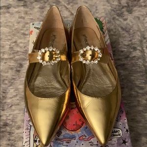 Jeffrey Campbell Mary Jane Flats, Gold / Size 7.5